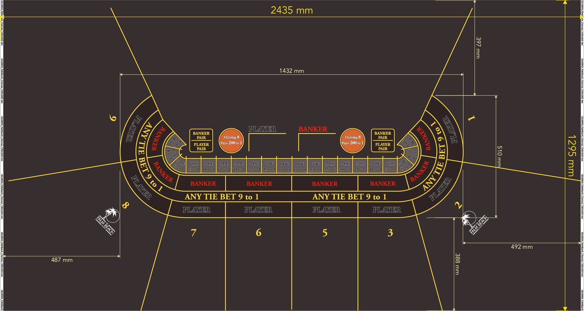 Layout Small Venetian Baccarat with UR Way, 3-8 Charcoal