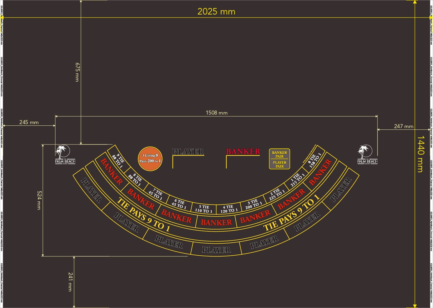 Layout Mini Baccarat with UR Way, 3-8, Charcoal