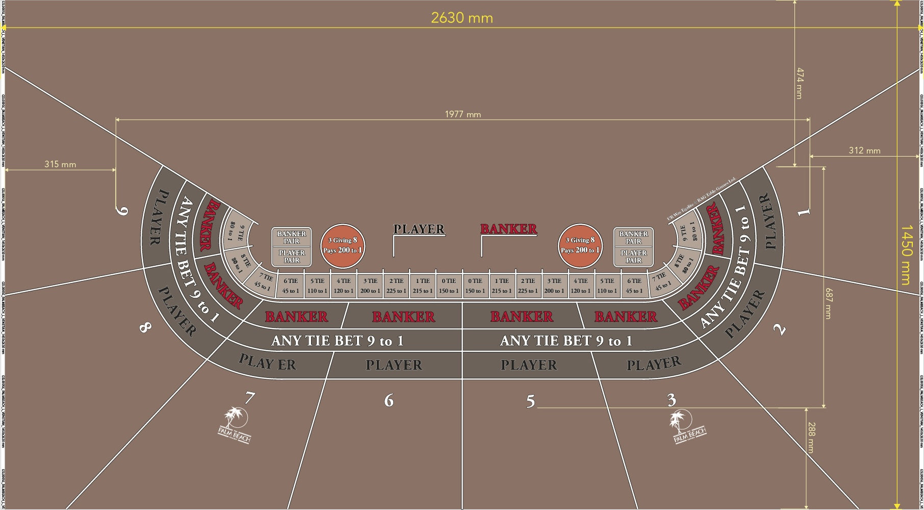 Layout Large Venetian Baccarat with UR Way, 3-8, Palm Beach Grey