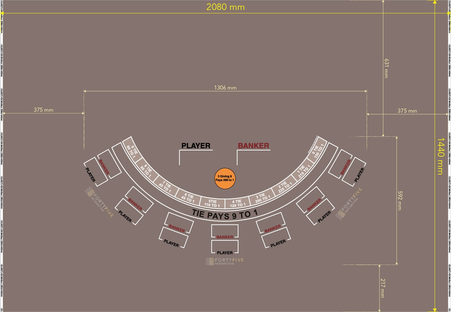 Layout Mini Baccarat with UR Way, 3-8, 45 Kensington, Grey