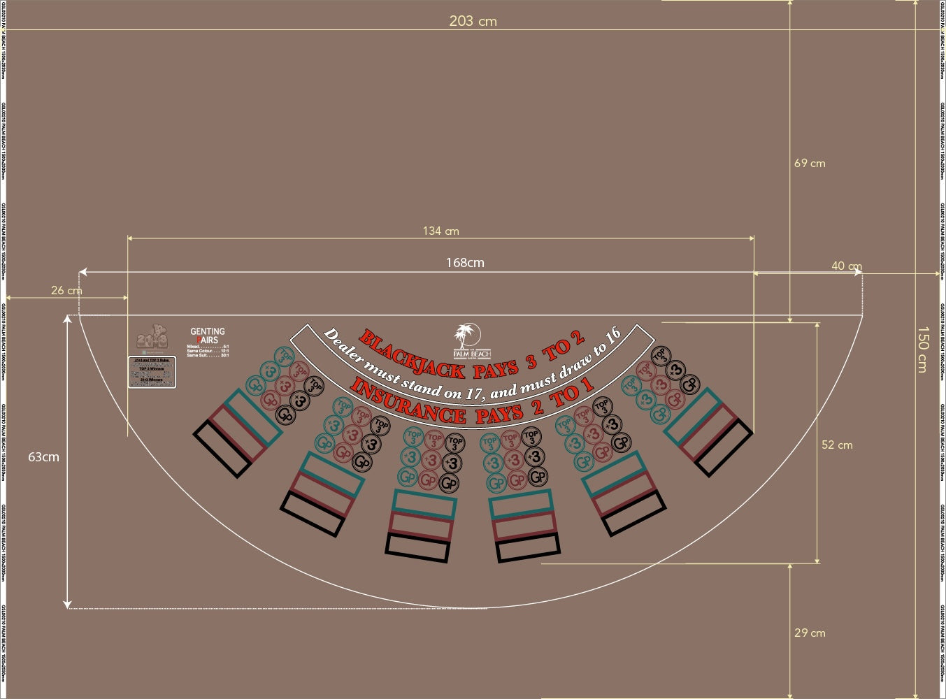 Layout BJ Genting Pairs, 21+3, Top3, Palm Beach Grey