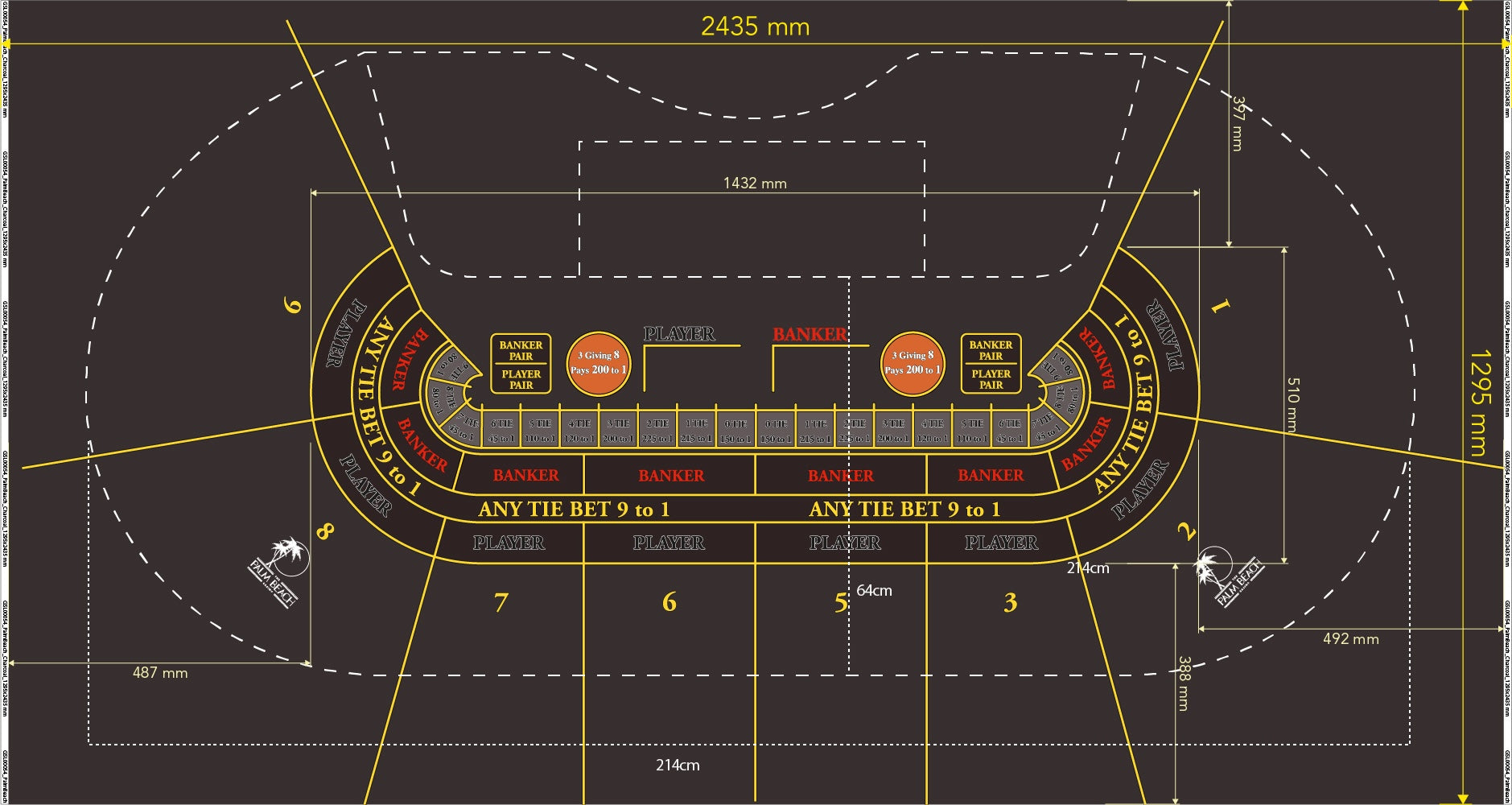 Layout Small Venetian Baccarat with UR Way, 3-8 Charcoal