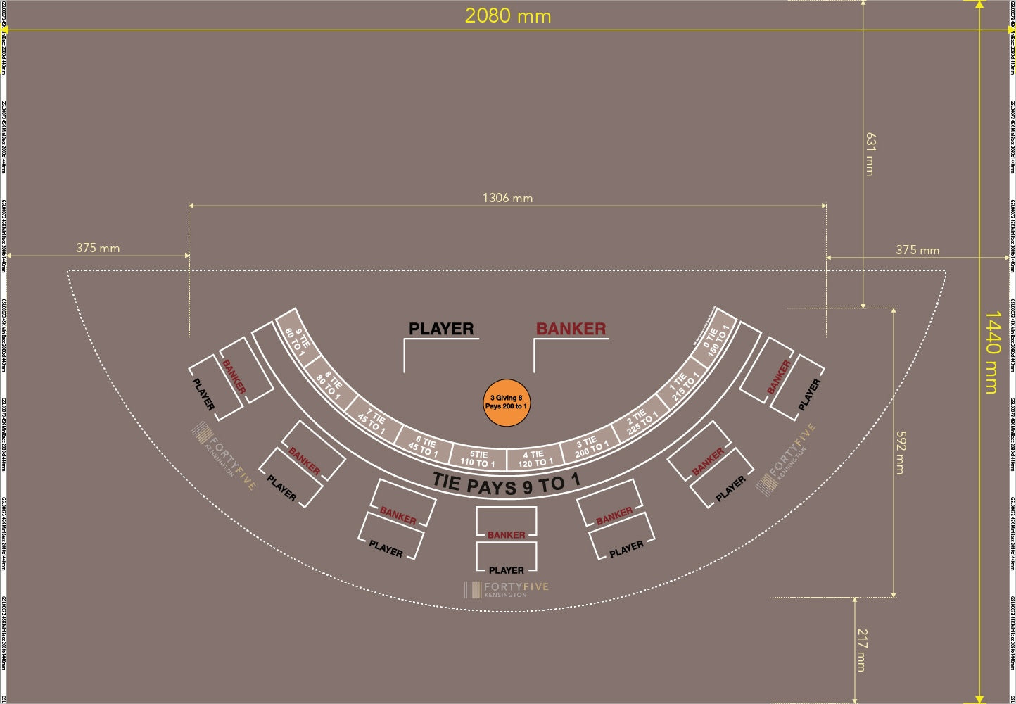 Layout Mini Baccarat with UR Way, 3-8, 45 Kensington, Grey
