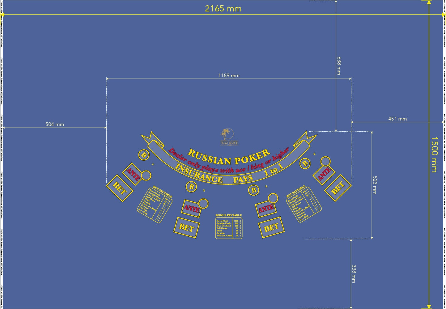 Layout Russian Poker, 4 Player, Progressive, Palm Beach Cairo, Blue
