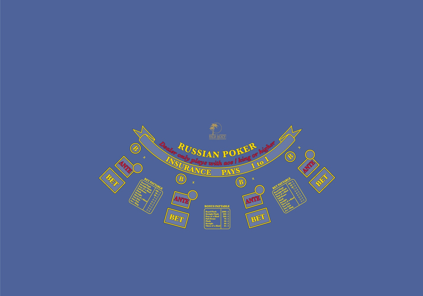 Layout Russian Poker, 4 Player, Progressive, Palm Beach Cairo, Blue