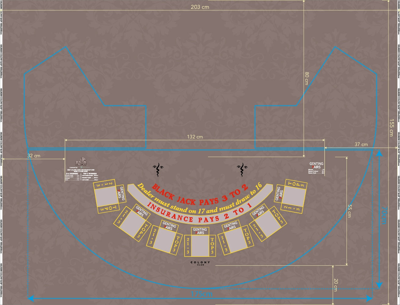 Layout BJ Genting Pairs, 21+3, Top3, Colony