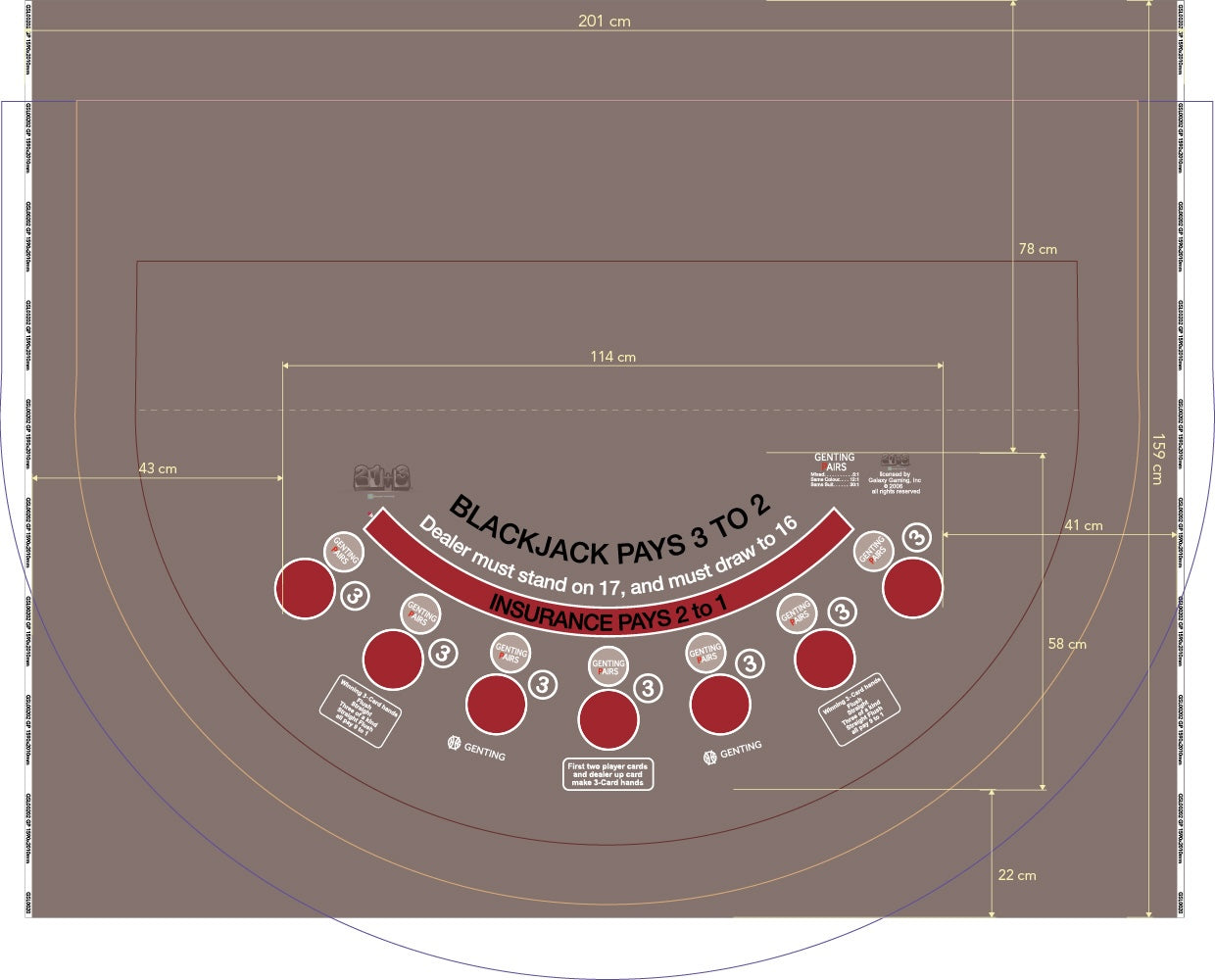 Layout BJ Genting Pairs, 21+3