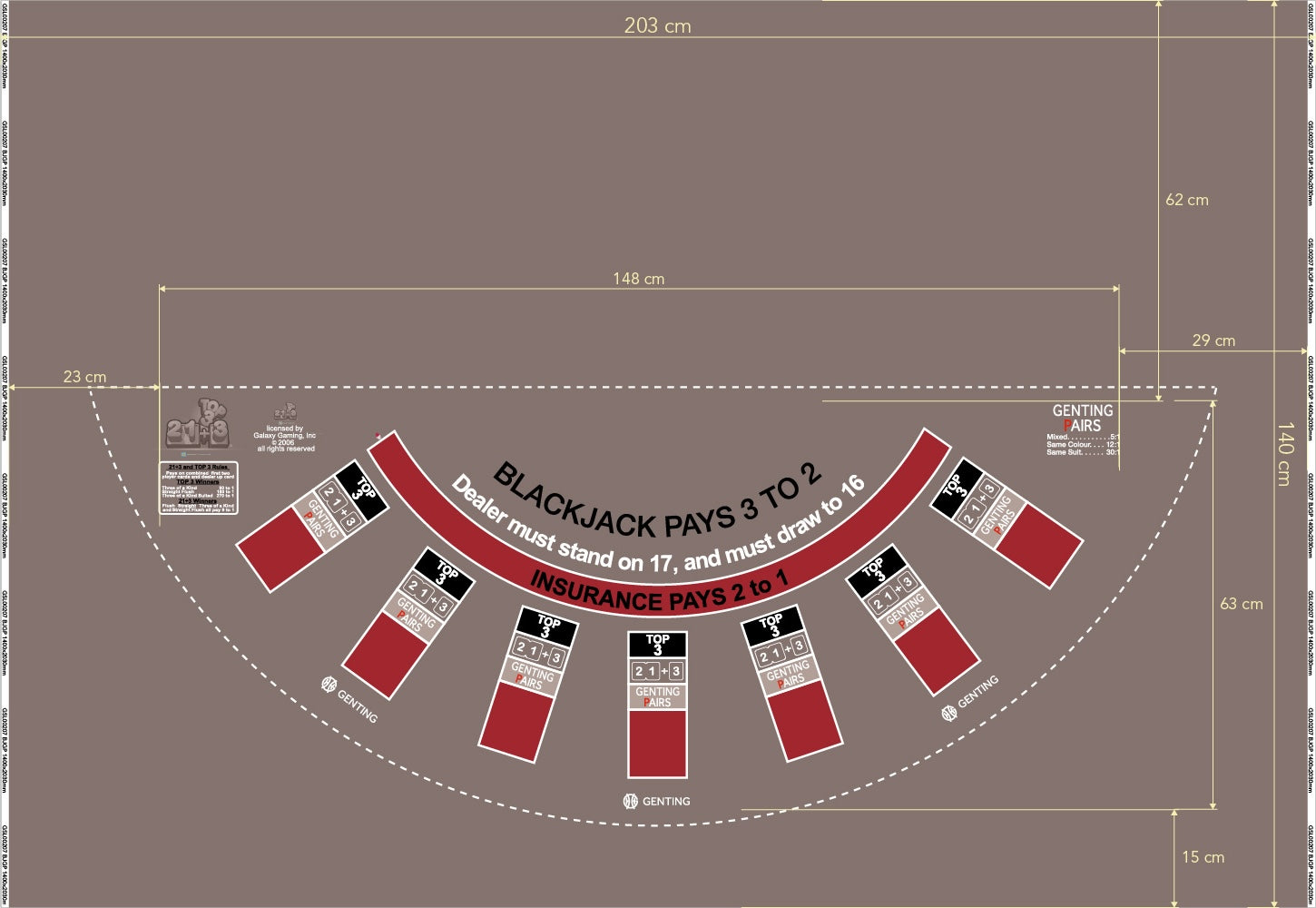 Layout BJ Genting Pairs, 21+3, Top3