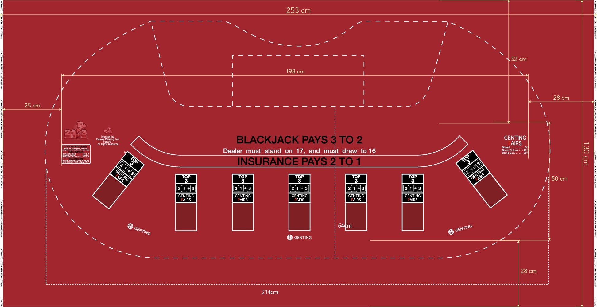 Layout BJ Genting Pairs, 21+3, Top3, Luton Small Venetian