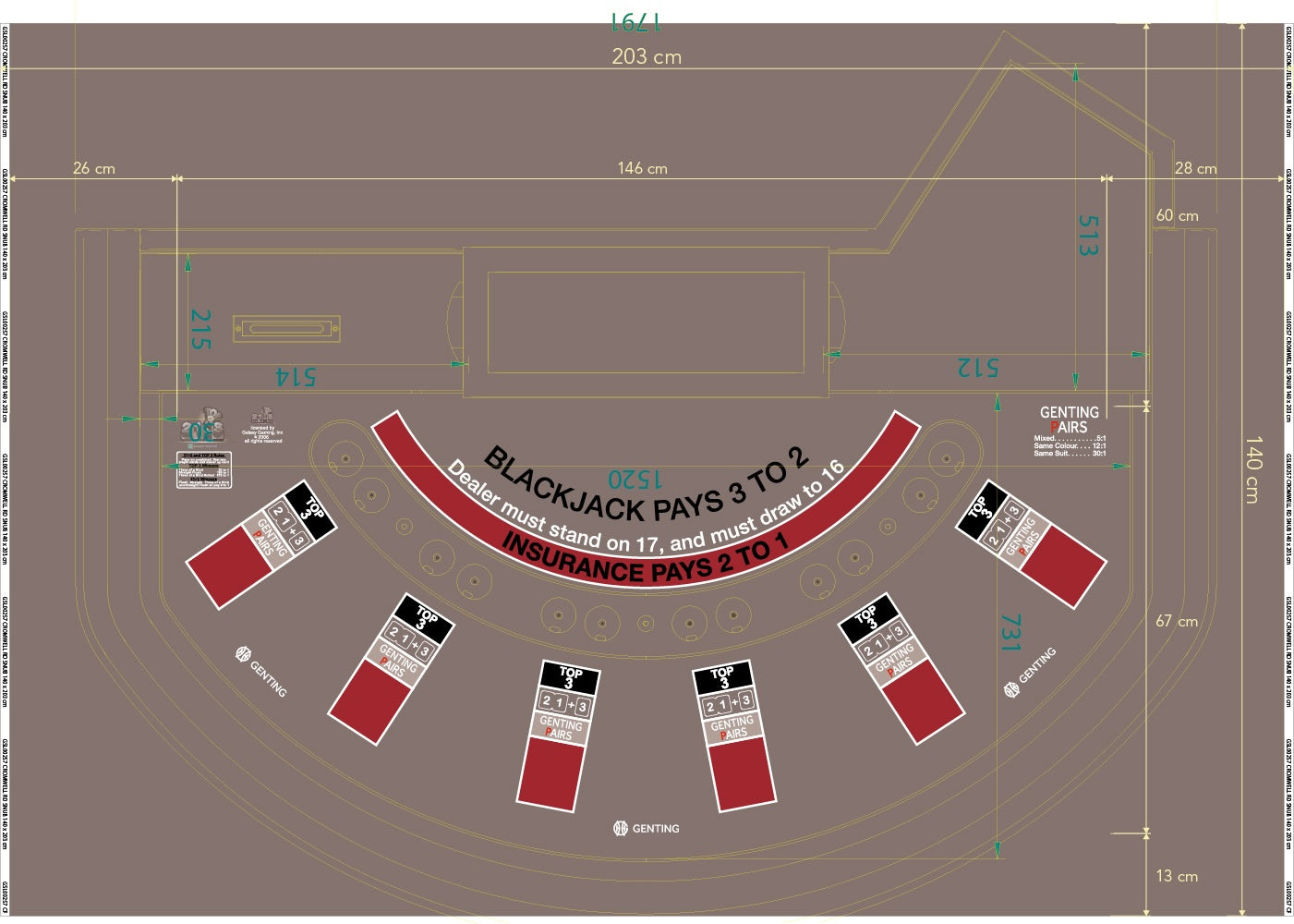 Layout,Cromwell Rd,Snub,BJ,Genting Pairs,Progressive,6 Player,Grey